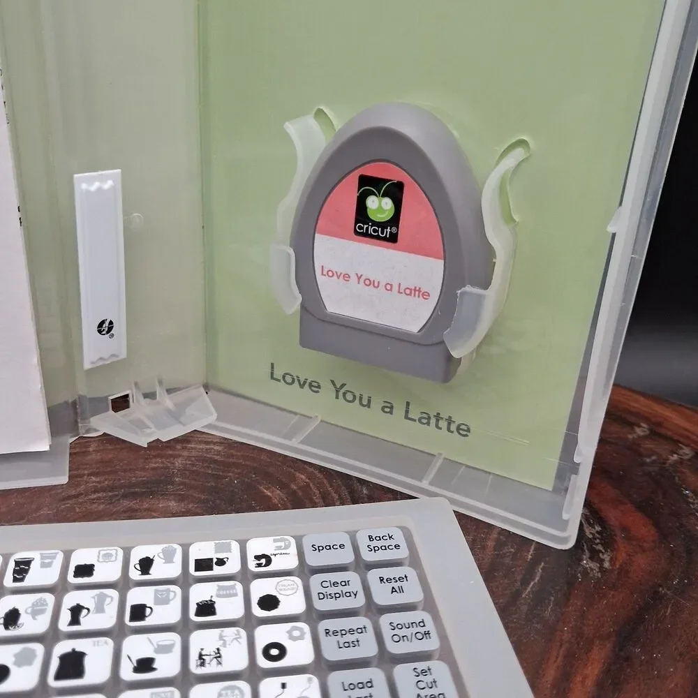 Cricut Lite Love You a Latte Cartridge Keyboard Overlay Handbook Coffee Tea
